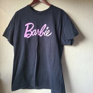 Barbie Black Short Sleeve T-Shirt with Pink Barbie Logo Women's Size XL
